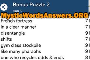 August 5th 7 little words bonus answers