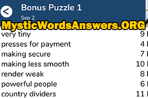 September 2nd 7 little words bonus answers