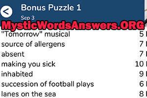 September 3rd 7 little words bonus answers
