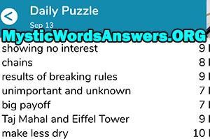 September 13th 7 little words answers
