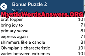 September 17th 7 little words bonus answers