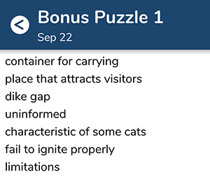 September 22nd 7 little words bonus answers