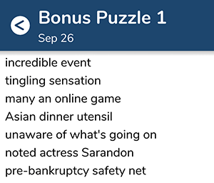 September 26th 7 little words bonus answers