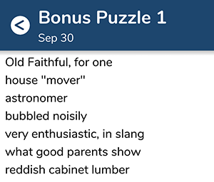 September 30th 7 little words bonus answers