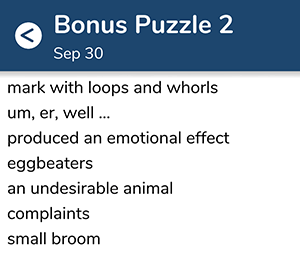 September 30th 7 little words bonus answers