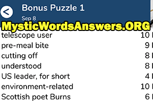 September 8th 7 little words bonus answers
