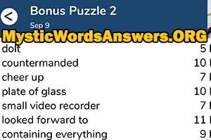 September 9th 7 little words bonus answers