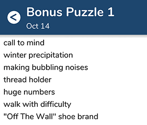 October 14th 7 little words bonus answers