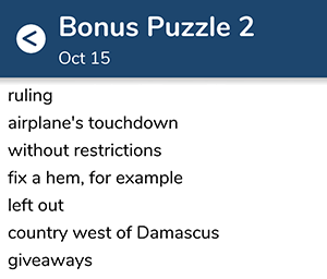 October 15th 7 little words bonus answers