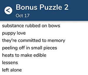 October 17th 7 little words bonus answers