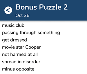 October 26th 7 little words bonus answers