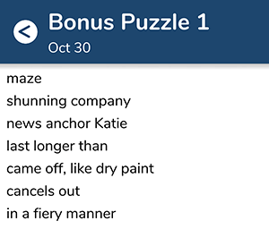 October 30th 7 little words bonus answers