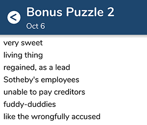 October 6th 7 little words bonus answers