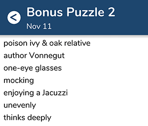 November 11th 7 little words bonus answers
