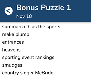 November 18th 7 little words bonus answers