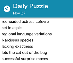 November 27th 7 little words answers