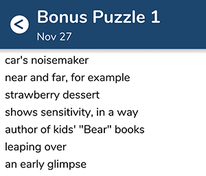 November 27th 7 little words bonus answers