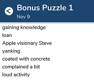 November 9th 7 little words bonus answers