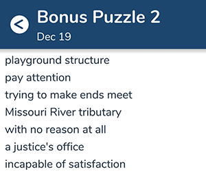 December 19th 7 little words bonus answers