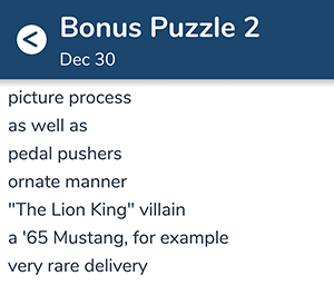 December 30th 7 little words bonus answers