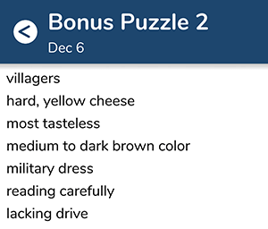December 6th 7 little words bonus answers