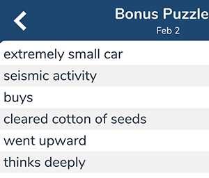 February 2nd 7 little words bonus answers