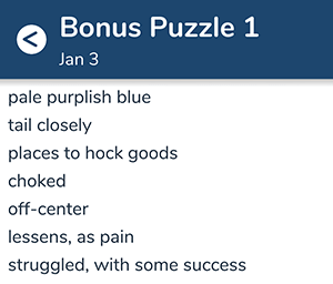 January 3rd 7 little words bonus answers