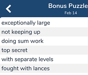 February 14th 7 little words bonus answers