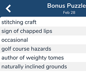 February 28th 7 little words bonus answers