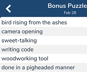 February 28th 7 little words bonus answers