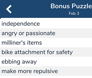 February 3rd 7 little words bonus answers