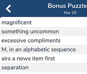 March 29th 7 little words bonus answers