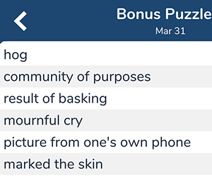 March 31st 7 little words bonus answers