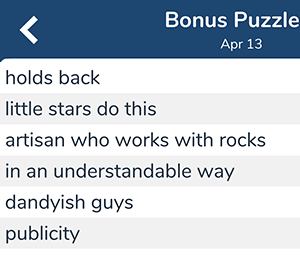 April 13th 7 little words bonus answers