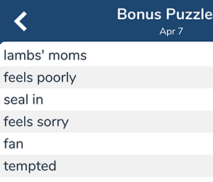 April 7th 7 little words bonus answers