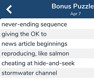 April 7th 7 little words bonus answers