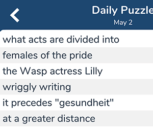 May 2nd 7 little words answers
