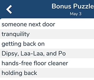 May 3rd 7 little words bonus answers