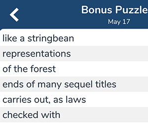 May 17th 7 little words bonus answers