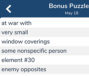 May 18th 7 little words bonus answers