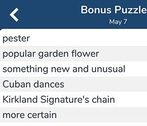 May 7th 7 little words bonus answers
