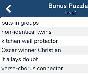 June 12th 7 little words bonus answers