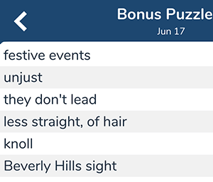 June 17th 7 little words bonus answers