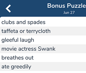 June 27th 7 little words bonus answers