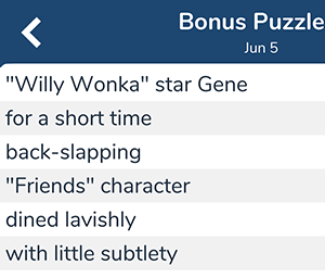 June 5th 7 little words bonus answers