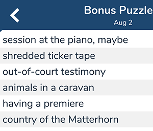 August 2nd 7 little words bonus answers