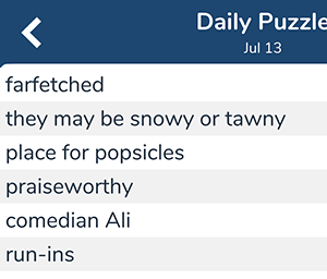 July 13th 7 little words answers