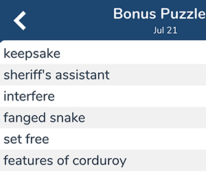 July 21th 7 little words bonus answers