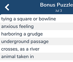 July 3rd 7 little words bonus answers