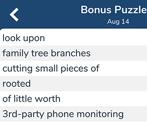 August 14th 7 little words bonus answers